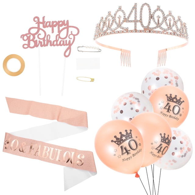 Miangastore Rose Gold Cloth Birthday Crown with Gorgeous Design for Girls and Creative Party Scene Layout Needs 1 Set