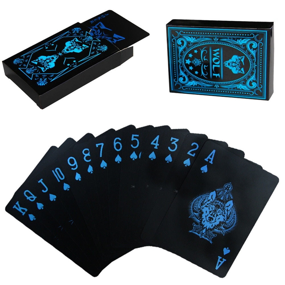 Poker Cards Blue & Black Plastic Waterproof NEW Playing Cards Casino Card Game 