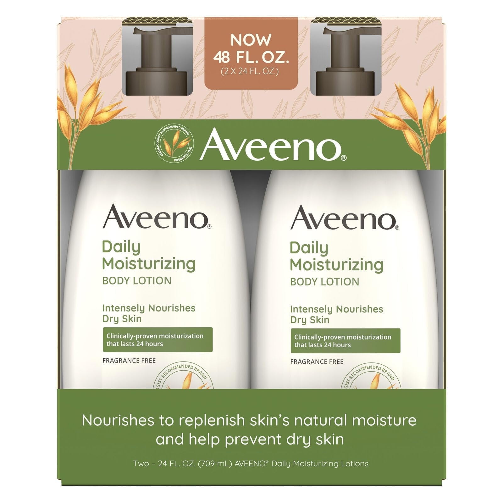 Aveeno Daily Moisture Lotion, 24 fl oz Pack of 2, Hydrates and