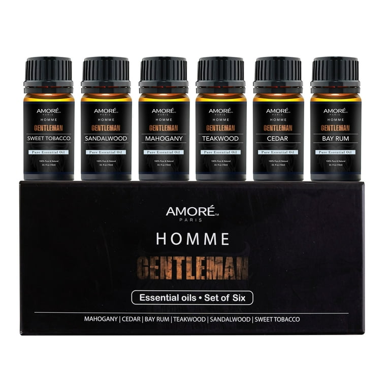 Gentlemen's Set of 6 X10ml Premium Grade Fragrance Essential Oil Gift Set