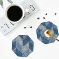 thumbnail image 5 of Disketp Cozy Knitted Blue Chevron Funny Coasters,6 Pcs Leather Coasters with Holder, Perfect Housewarming Hostess Gifts,Protect Furniture from Water Marks Scratch and Damage,Octagon, 5 of 7