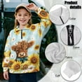 thumbnail image 6 of Uorisanigo Girls Half Zip Collar Sweatshirts Oversized Half Zipper Crop Tops Long Sleeve Cropped Pullover Hoodies for Teen Girl Fashion Fall Winter Clothing, Baby Highland Cow Sunflower, 6 of 7