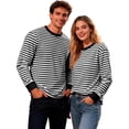 thumbnail image 3 of Carnival Costume Shirt for Men, Red White Wide Striped Long Sleeve Crew Neck Sweatshirt, 3 of 4