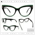 thumbnail image 2 of Womens 2-tone Color Design Horn Rim Cat Eye Clear Lens Fashion Eyeglasses Brown Green, 2 of 8