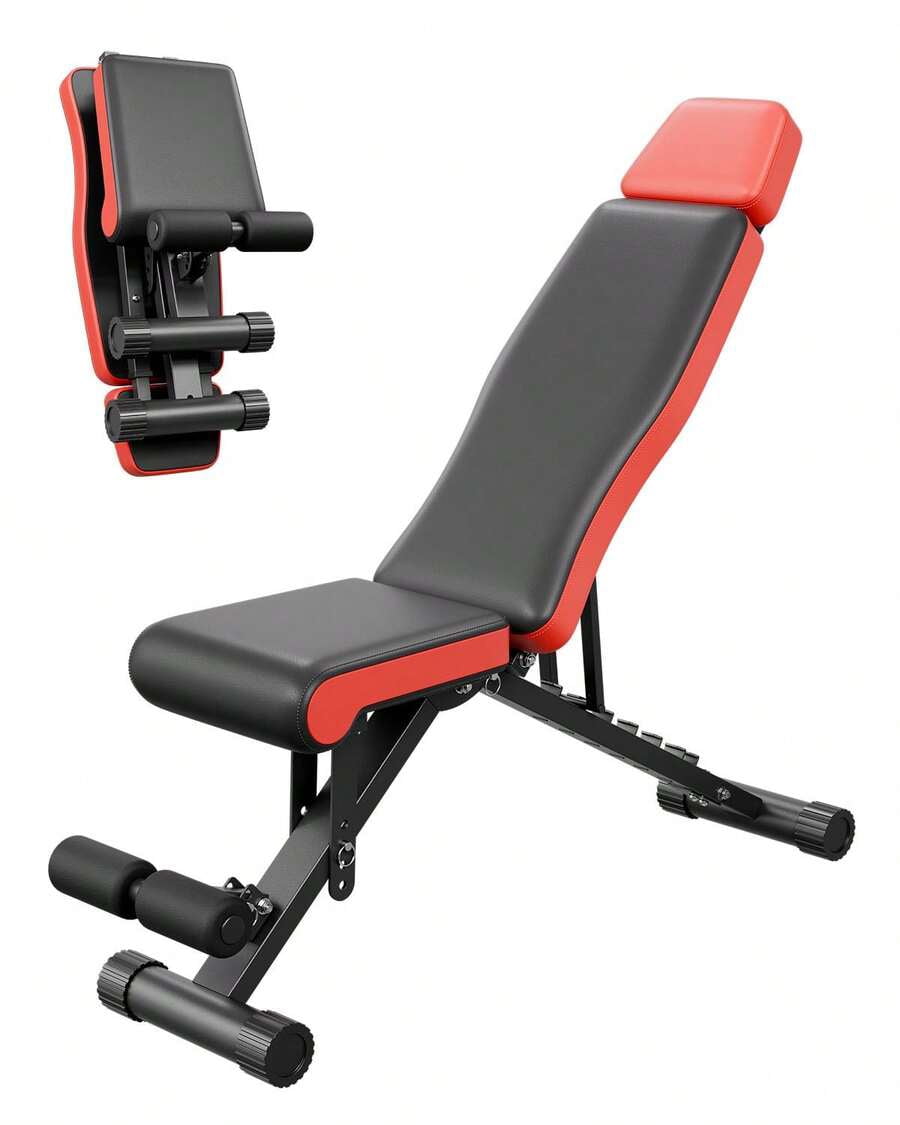 Weight Bench, 660lbs Adjustable Weight Bench Press For Full Body Workout, Exercise Sit Up Bench For Home Gym Strength Training, Flat Bench With Extended Head/Neck Protection & Quick Folding