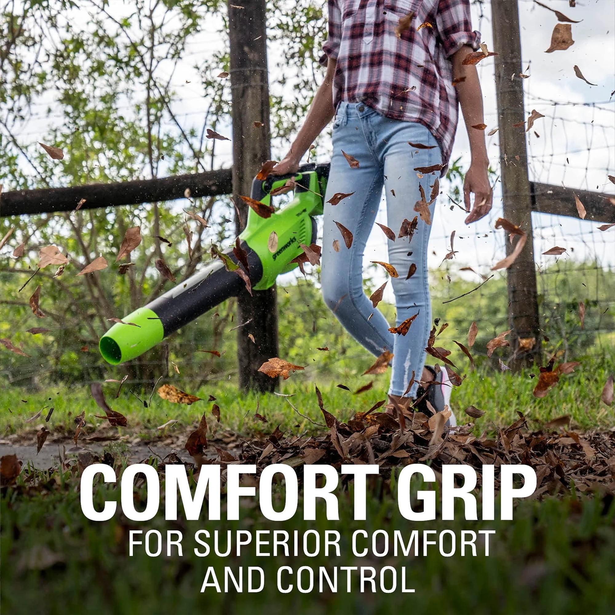 Greenworks 48V (24V x 2) Brushless Leaf Blower 515​CFM 125MPH Leaf Blower + 2 (24V) 2.0Ah Batteries & 4A Dual Port Charger