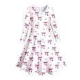 thumbnail image 4 of HABDGIKS Robes d'Été pour Filles Fête pour Enfants Mignon Manches Longues à Pois Nœud Imprimé Robe de Princesse Col Rond, 4 of 5