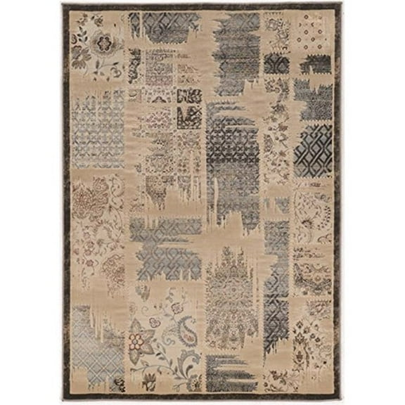 Linon Jewel Patchwork Machine Made Polypropylene 8'x10'3" Rug in Beige