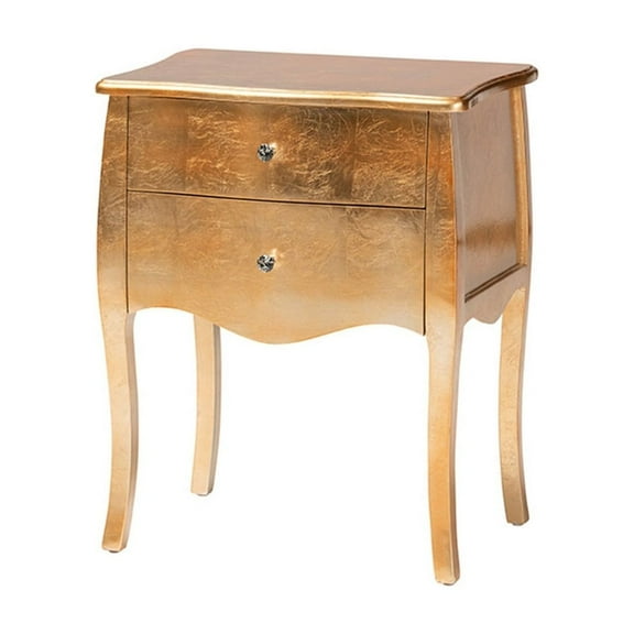 Baxton Studio Patrice Classic and Traditional Gold Finished Wood 2-Drawer Nightstand