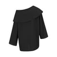 thumbnail image 6 of AKEGAMN Women's Casual Solid Color 3/4 Sleeve Linen Pocket Shirt, Black S-3XL, 6 of 9