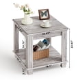 thumbnail image 3 of Buildhom Farmhouse End Table Set of 2, Large 2-Tier Side Table with Storage Shelf, Rustic Brown Square Tea Table for Living Room, Grey, 3 of 8