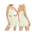 thumbnail image 2 of Gupgi Women’s Two Piece Summer Outfits Sleeveless Halter Tops and Mini Ruffle Skirt Set Clubwear, 2 of 7