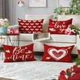 thumbnail image 3 of Happy Valentines Day Pillow Covers 12x20 Set of 4 Wedding Anniversary Throw Pillow Covers Red Love Heart Cushion Covers Pillow Cases for Outdoor Couch Sofa Decoration(12X20), 3 of 6