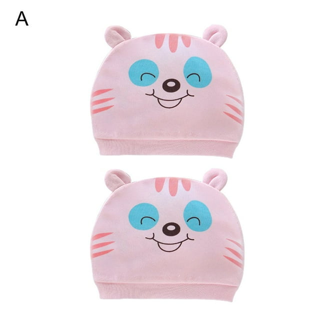 2Pcs Infant Hat Breathable All Matched Cotton Cartoon Comfortable Newborn Beanie Baby Accessories