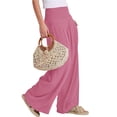 thumbnail image 6 of VDJ Summer Pants for Women Wide Leg Dress Pants Elastic Waist Palazzo Pants Dusty Pink Trousers with Pockets Size M, 6 of 7