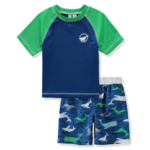 KIMU Surf Boys' Rash Guard Set 2 Piece UPF 50+ Short Sleeve Swim