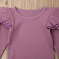 thumbnail image 7 of Franhais Baby Ribbing Knit Romper Long Sleeve Ruffle O Neck Jumpsuit Toddler Infant Solid Color One Piece Playsuit Pajamas 0-24M, 7 of 7