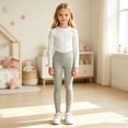 thumbnail image 2 of Tfken Children Soft Lightweight Pants Daily School Wear Leggings For Girls Stretch Pants High Waist Star Graphic Kids Classic Clothes Size 4-5 Years Gray, 2 of 5