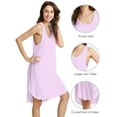 thumbnail image 3 of WiWi Women's Bamboo Nightgowns Knit Sleeveless Sleepshirt Lightweight Sleepwear, Light Purple, XX-Large, 3 of 5