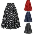 thumbnail image 3 of Lovskoo Women's Pleated Vintage Skirt Polka Dot A-Line High Waist Midi Skirts Blue, 3 of 3