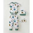 thumbnail image 6 of KIMI BEAR Newborn Baby Boys Layette Essentials 3-6 Months Romper Pants Gift Sets 4 Packs Short Sleeves Bodysuit Tops Pants Set with Hats and Gloves 16pcs Outfits Green, 6 of 9