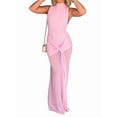 thumbnail image 2 of Women'S Solid Color Sleeveless Stand Collar Slim Fit A-Line Dress Pink M, 2 of 9