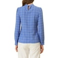 thumbnail image 3 of Allegra K Women's Checks Bow-Tie Neck Office Work Blouse Tops, 3 of 5