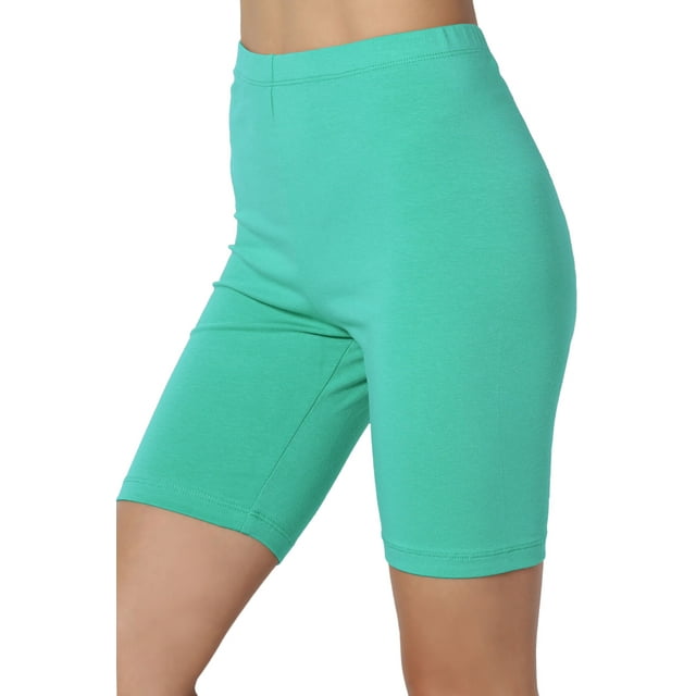 Women's Mid Thigh Stretch Cotton Span High Waist Active Basic Short