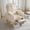 Camel|Teddy Velvet||with Footrest, variant on Memoryfield Modern Nursery Rocking Chair with Footrest, Upholstered Accent Chair with Side Pocket for Living Room, Beige