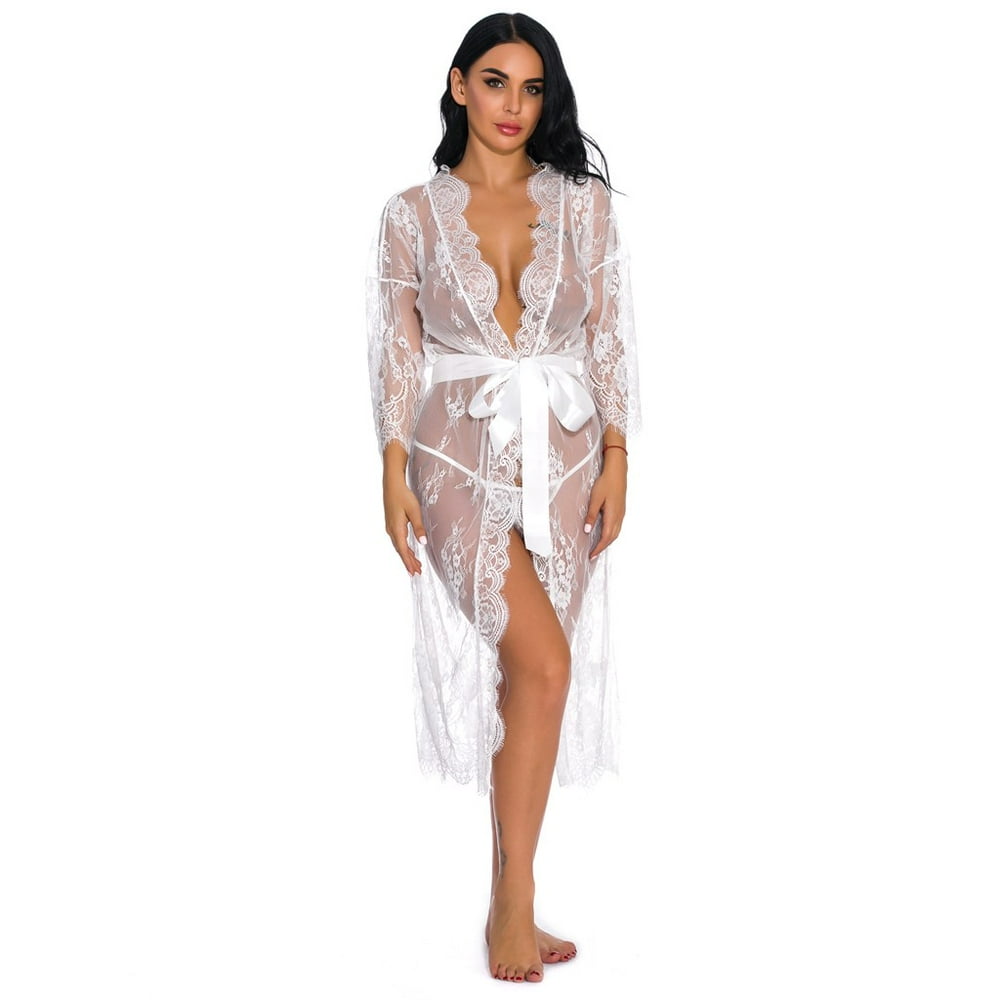 Prolriy Prolriy New Lingerie for Women Sexy Long Lace Dress Sheer
