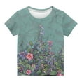 thumbnail image 3 of YLSDY Girls Summer T-Shirt Crew Neck 3D Digital Printed Short Sleeve Loose Fit Tunic Tops Tee Green 11 Years, 3 of 3
