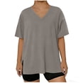 thumbnail image 4 of YUGYXL Plus Size Tops for Women Caual Loose Fit Womens Summer T Shirts Trendy Short Sleeve Gray XXL, 4 of 5