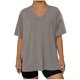 thumbnail image 3 of Mujeres Más Tamaño Manga Larga Tops con Cuello en V, Color Sólido Doblado Hendidura Suéter para el Uso Casual Diario en el Hogar, 3 of 6