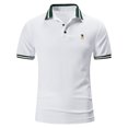 thumbnail image 2 of Camiseta informal de manga corta con botones sólidos para hombre Pompotops oipoqjl46437, 2 of 9