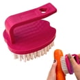 thumbnail image 2 of 2 Pcs Vegetable Scrubber Brush Fruit and Vegetable Brushes,Vegetable Brush Scrubber Veggie Wash Brush with Stiff Bristles Vegetable Cleaner Brush for Potatoes, Carrots, 3.15"x2.76"x2.56", Red, 2 of 9