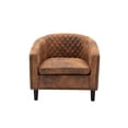 thumbnail image 6 of Accent Barrel Chair, Vintage Upholstered Armchair with Tufted Backrest and Rivets Trim Armrest, Living Room Single Sofa Chair with Solid Wood Legs for Home Office, Coffee Fabric, 6 of 8