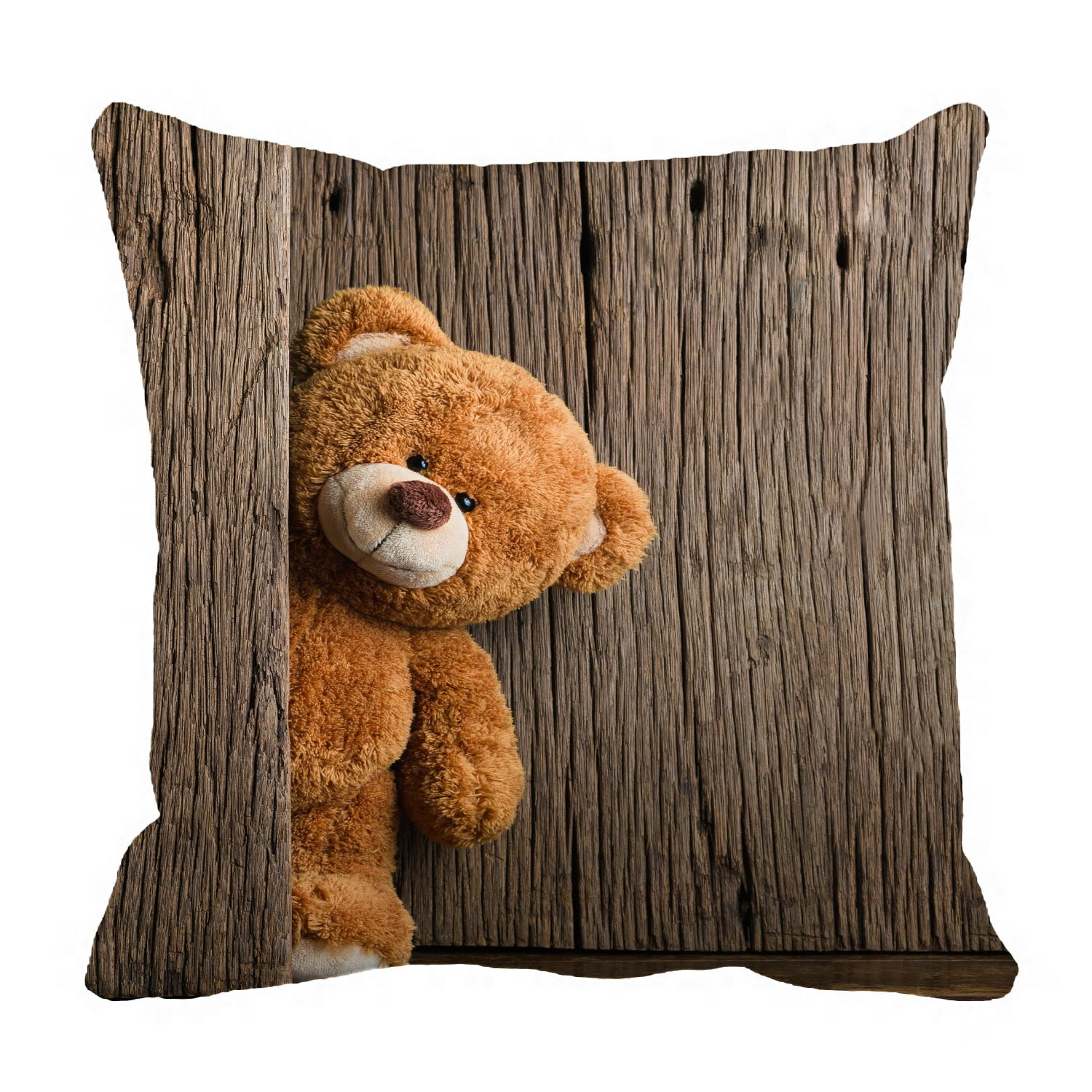 ABPHQTO Cute Teddy Bears Old Wood Pillow Case Pillow Cover Pillow Protector Two Sides For Couch