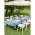 thumbnail image 4 of Outdoor Tablecloths with Umbrella Hole & Zipper, Coastal Starfish Blue Rectangle Tablecloth 60x120 Inch, Summer Beach Nautical Coral Waterproof Table Cloth, Patio/Pool/Picnic Table Covers, 4 of 8