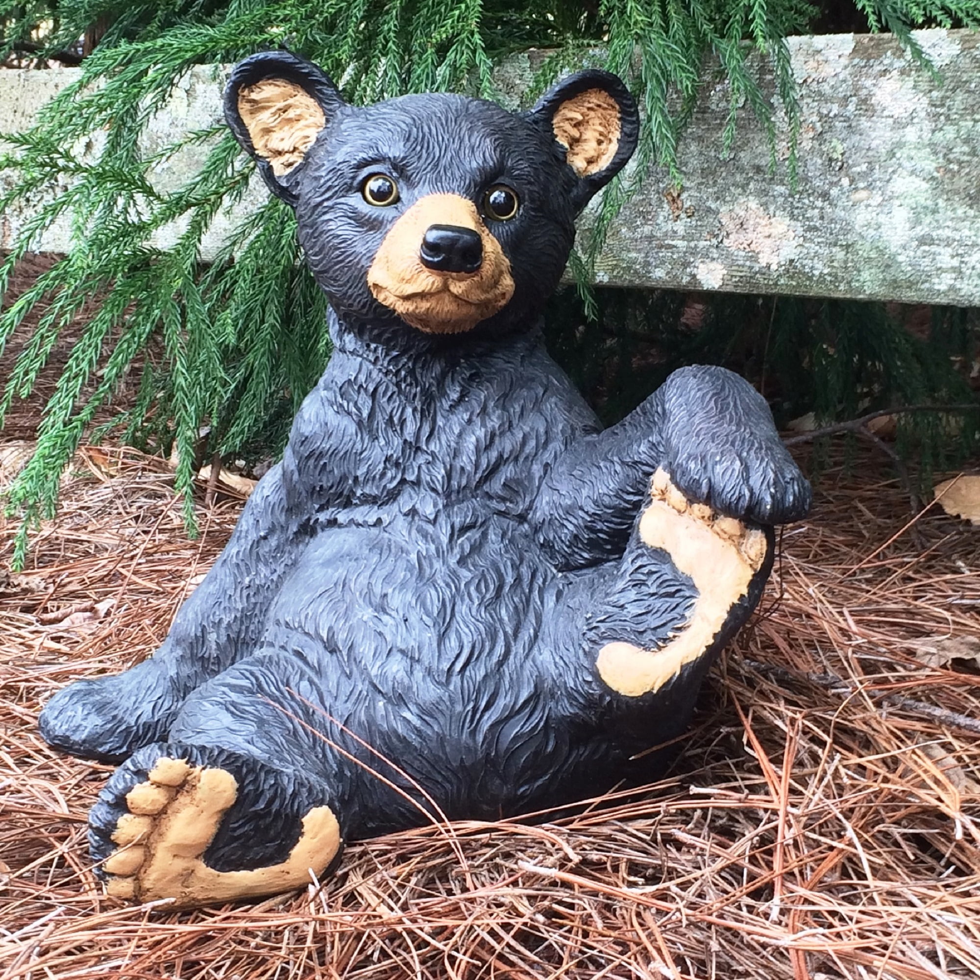 Homestyles 13"H Rustic Black Bear Outdoor Garden Animal Statue
