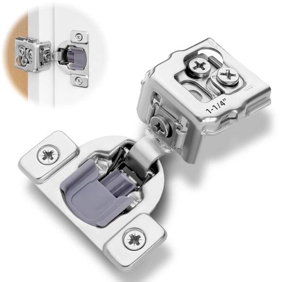 DecoBasics 10 Pack 1-1/4" Overlay Soft Close Cabinet Hinges for Kitchen Cabinets -Satin Nickel Self Closing Kitchen Cabinet Hinges Concealed with Built-in Soft Close Hinges Damper -3 Way Adjustability