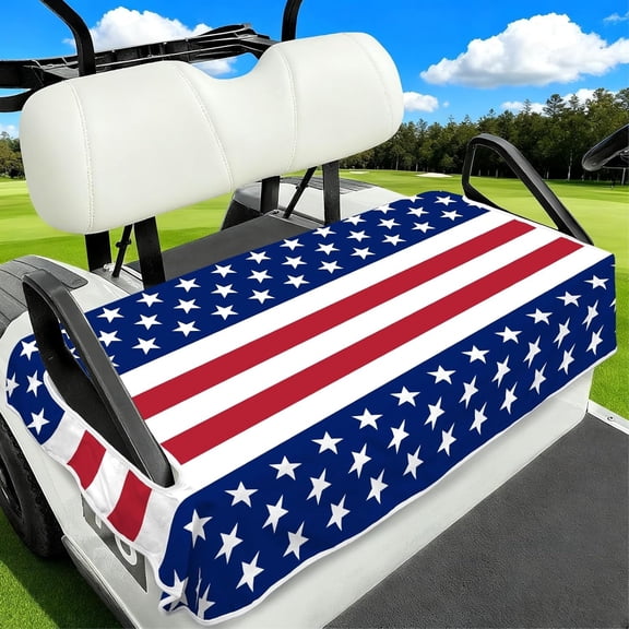 American Flag Golf Cart Seat Covers, Universal Fit for EZGO, Club Car, Yamaha 52"x32", 2 Passenger Golf Cart Seat Protector, Durable Washable