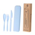thumbnail image 3 of Utensilios de viaje Conjunto de cubiertos de cubiertos cubiertos de vajilla portátil con estuche para reuniones familiares Suministros de cocina de la Azul, 3 of 9