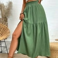 thumbnail image 3 of LYMAYTER Casual Skirts for Women Slit Elastic A Line Beach Long Skirts Summer Boho Flowy Maxi Skirt S-XL, 3 of 8