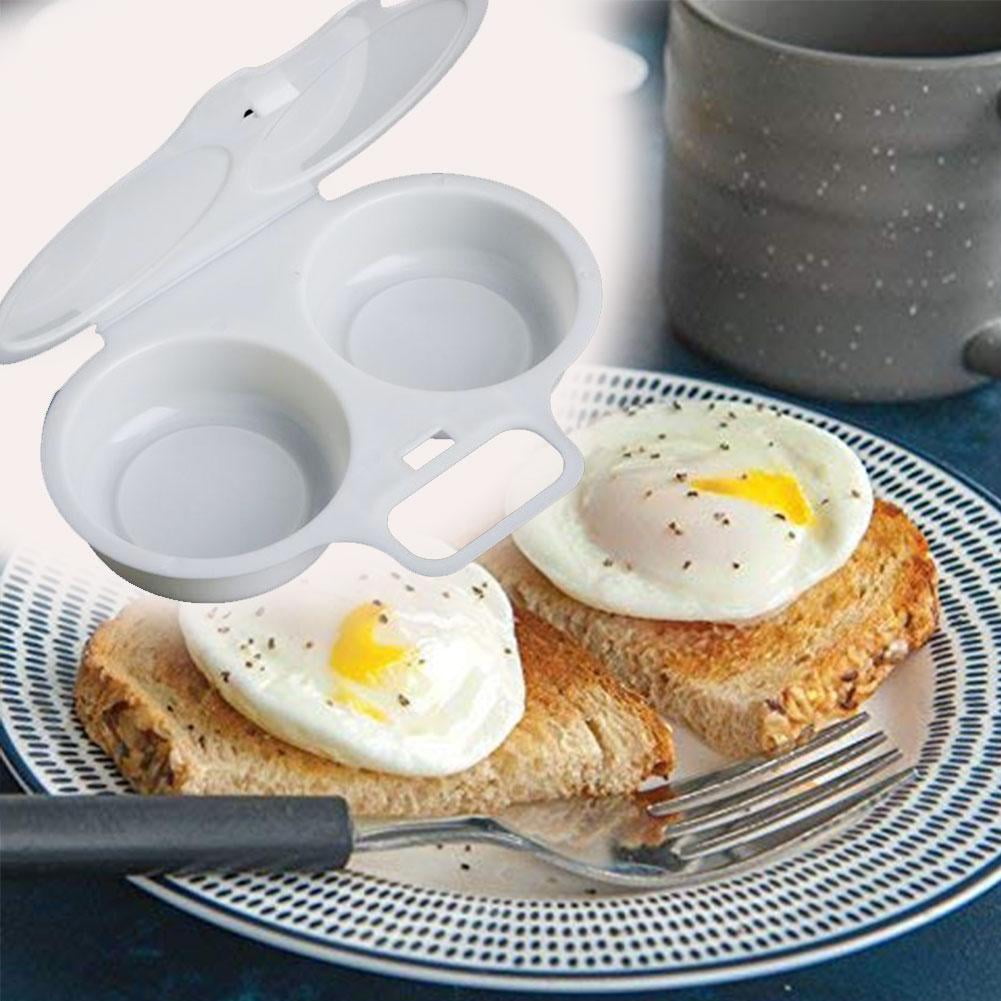 Microwave Egg Poacher 2 Cavity Edible Silicone Drain Egg Boiler Set Double Egg Cups For Boiled Eggs Egg Maker Poached Egg Cooker Steamer Kitchen