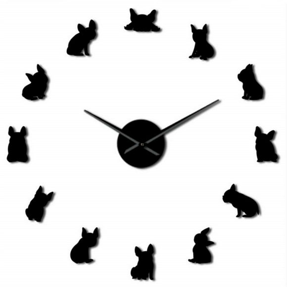 EGNMCR Alarm Clocks for Bedrooms, Clocks for Living Room 3D Personality Puppy Wall Clock Large Wall Clock Diy Acrylic Clock Living Room Wall Clock