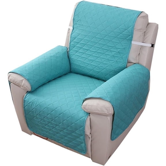 Recliner Chair Cover Pad, 1 Seater Stretch Armchair Sofa Cushion Slipcover with 2 Tightening Straps and Adjustable Buckles (Color : Turquoise)