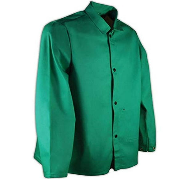 MAGID SparkGuard PVC-Free Flame-Resistant Cotton Jacket, 30†Long, Green, Size XL