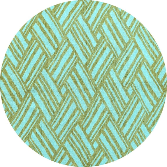Ahgly Company Indoor Round Abstract Light Blue Modern Area Rugs, 3' Round