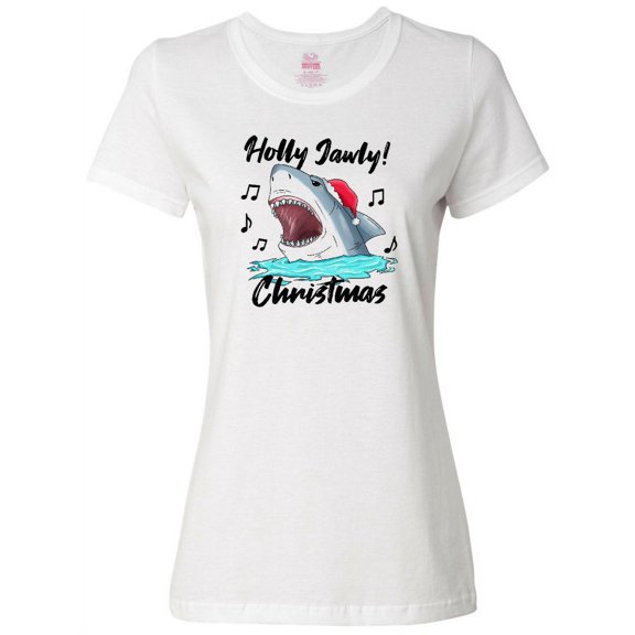 Inktastic Shark Holly Jawly Christmas Women's T-Shirt