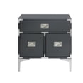 thumbnail image 6 of Inspired Home Norta Lacquer Finish Nightstand Chrome Leg Modern, Dark Grey, 6 of 9